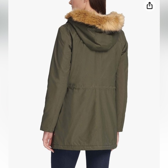 NWT Levi's Women's Performance Mid-length Parka Jacket Army Green Size 2X - Picture 2 of 16